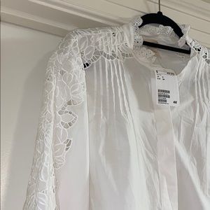 H&M NWT Embroidered button up top